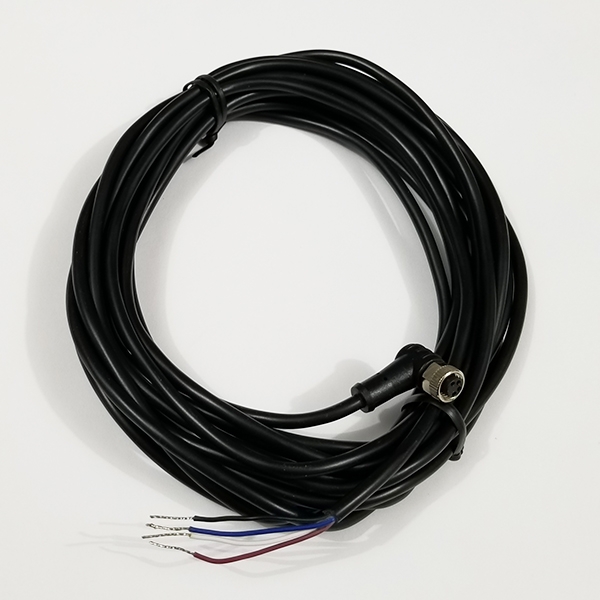 Angle plug M8 cable with locking nut, 5m Angle plug M8 4 pin cable with locking nut, QE8-N4F5, sensor cable, 4 wires cable, M8 cable